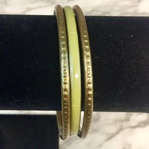 3/$20 Set of Gold & Green Fashion Bracelets